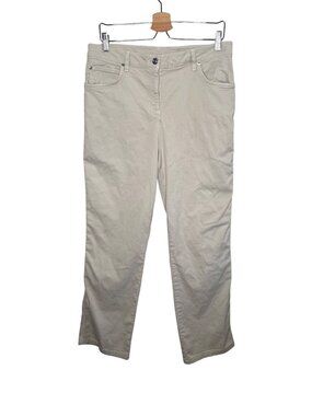 St. John Womens Beige Straight Leg Khaki Denim Pants 12